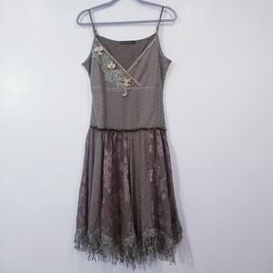 John Fashion Linen Blend Fairy Floral Dress Crochet Knit